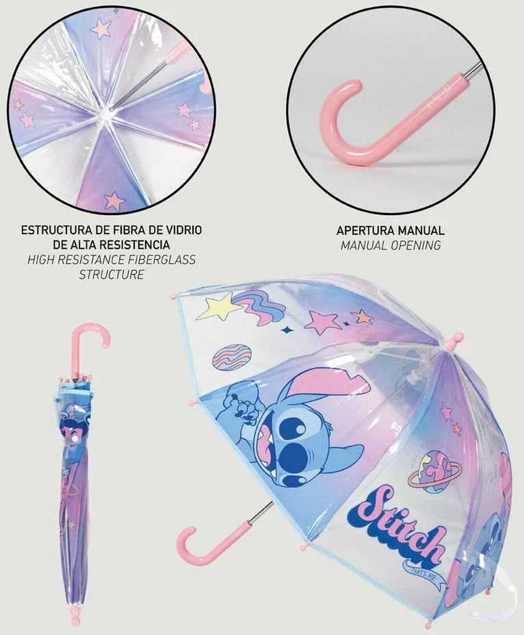 CERDÁ Disney Stitch manual bubble umbrella
