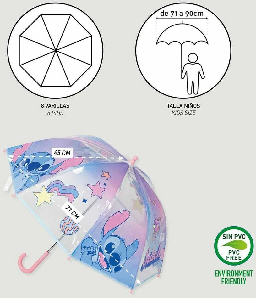 CERDÁ Disney Stitch manual bubble umbrella