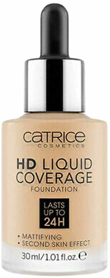 „Catrice HD Liquid Coverage Foundation“ makiažo pagrindas išlieka iki 24 val., 032-Nude, 30 ml