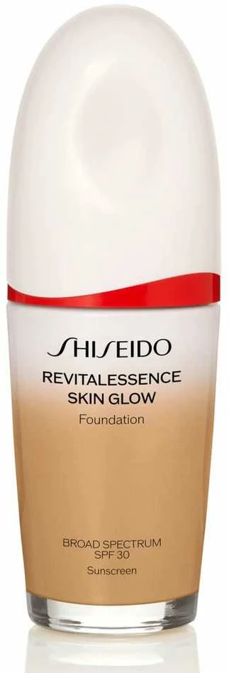 „Shiseido Revitalessence Skin Glow“ skaistinantis skystas makiažo pagrindas, 350 klevo spalvos, 30 ml