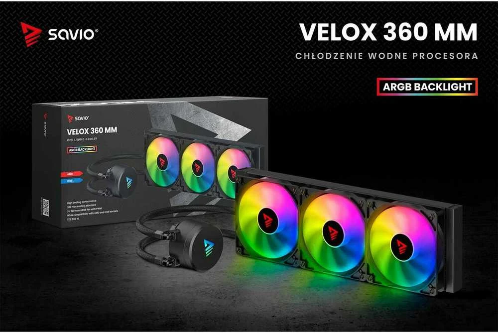 SAVIO VELOX 360 mm aušinimo sistema su ARGB apšvietimu