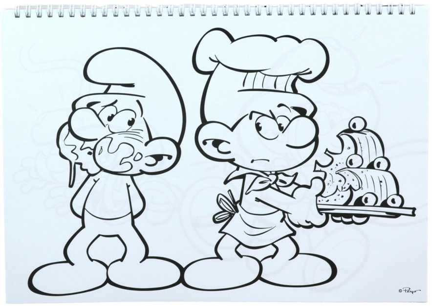 Smurfų kaimo spiralinė A/4 eskizų knygelė su 40 lapų ir lipdukais