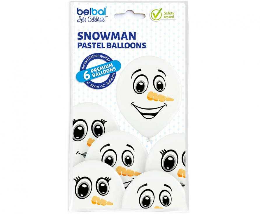 Premium balionai "Snowman" (6vnt)