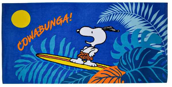 Snoopy Cowabunga vonios rankšluostis, paplūdimio rankšluostis 70x140cm