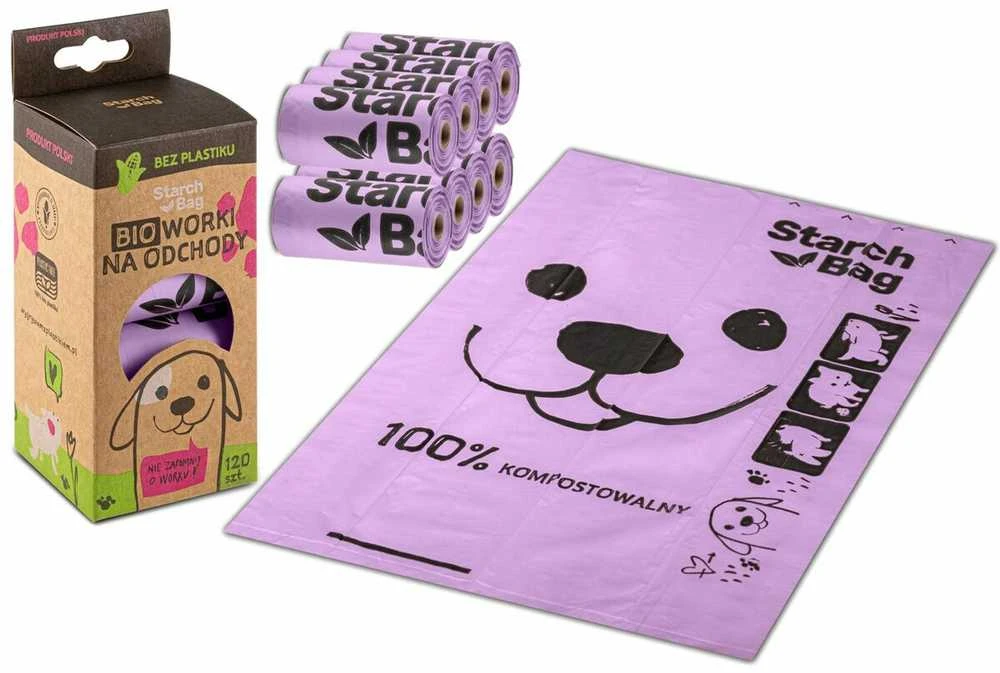 Starch Bag STARCHBAG BIO kompostuojamos šuniukų maišeliai alyvinė – 8x15 vnt.