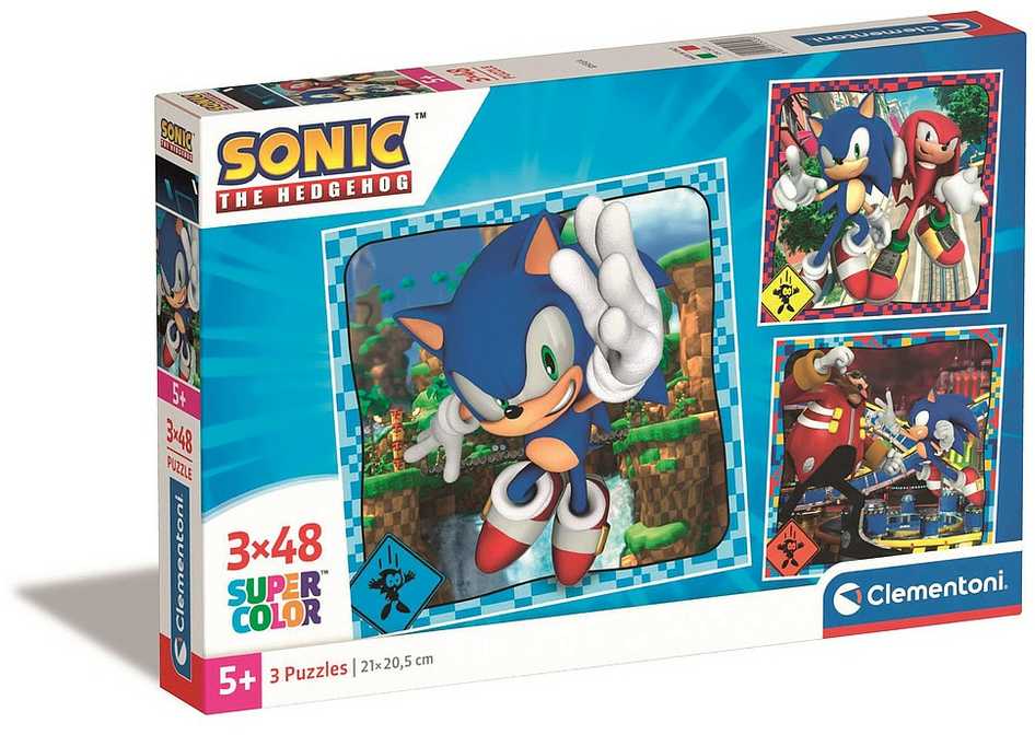 Clementoni Dėlionė 3x48 vnt. - Sonic