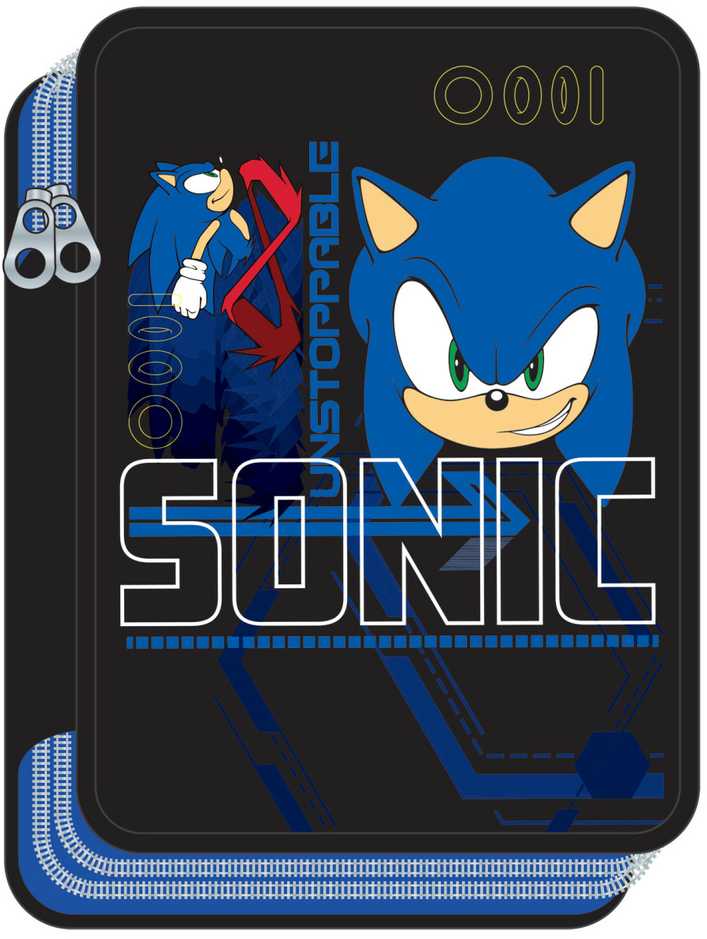 Sonic the Hedgehog Go Fast Sonic the Hedgehog pieštukų dėklas, užpildytas 2 sluoksniais