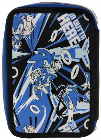 Sonic the Hedgehog Go Fast Sonic the Hedgehog pieštukų dėklas, užpildytas 2 sluoksniais