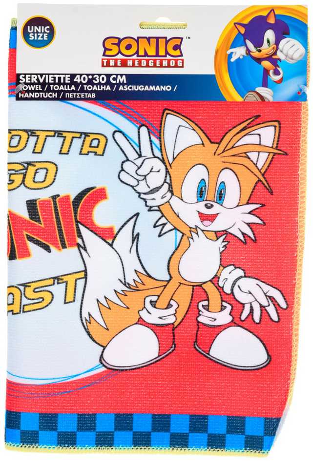 Sonic the Hedgehog Gotta Go rankšluostis, veido rankšluostis, rankšluostis 40x30 cm