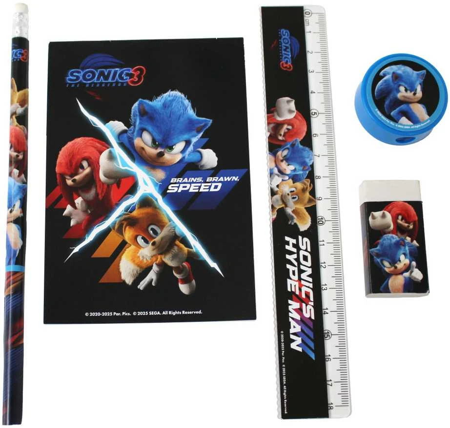 Sonic the Hedgehog Hype Man kanceliarinių prekių rinkinys, 5 vnt.
