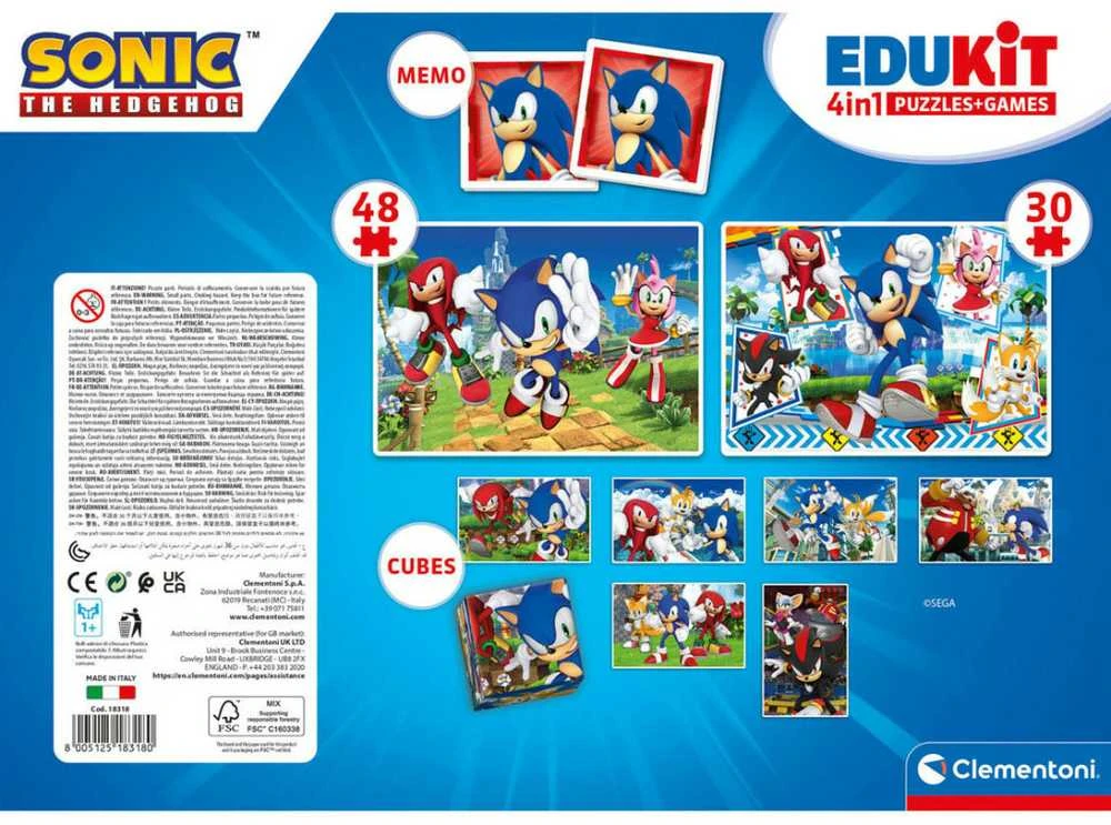 „Sonic the Hedgehog“ personažų 4 viename žaidimų kolekcija „Clementoni“
