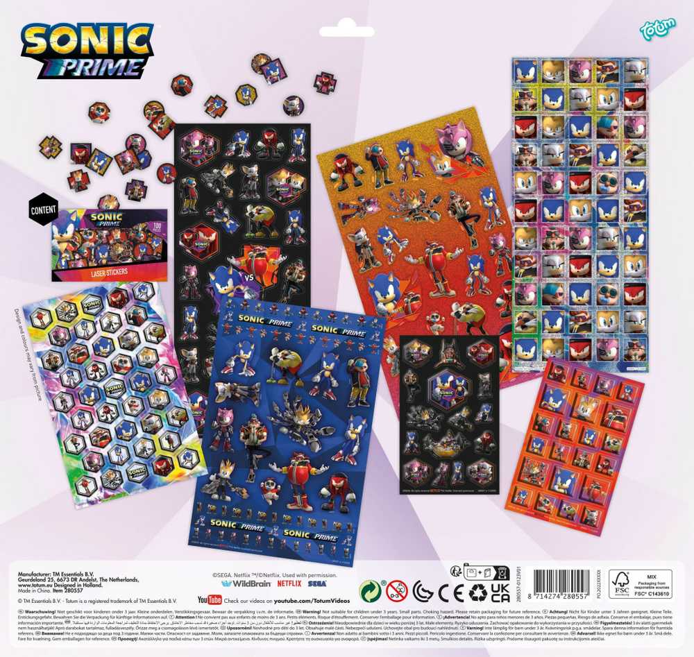 „Sonic the Hedgehog Prime Super“ lipdukų rinkinys su žaidimu
