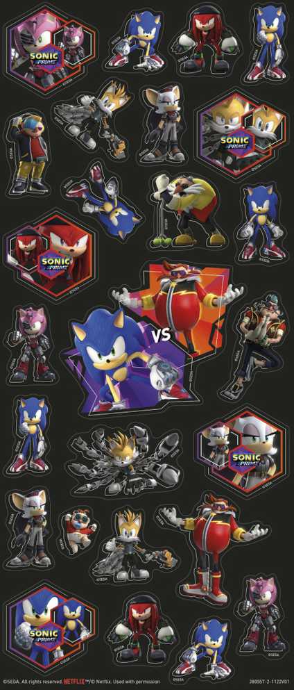 „Sonic the Hedgehog Prime Super“ lipdukų rinkinys su žaidimu