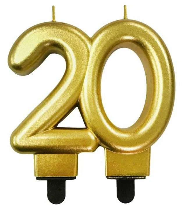 GoDan Skaičius žvakė 20 Grožis ir Šalto metalo aukso 8cm