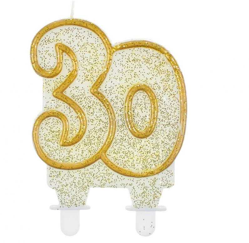 GoDan 30- gabalas žvakė su blizgesio ir aukso sienos - 1 universalus gabalas