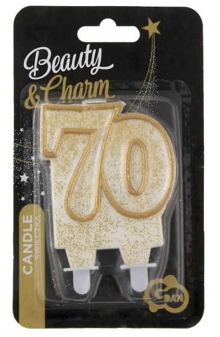 Gimtadienio žvakė numeris 70 blizgučiai GODAN