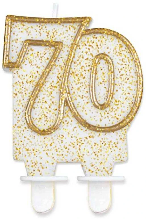 Gimtadienio žvakė numeris 70 blizgučiai GODAN