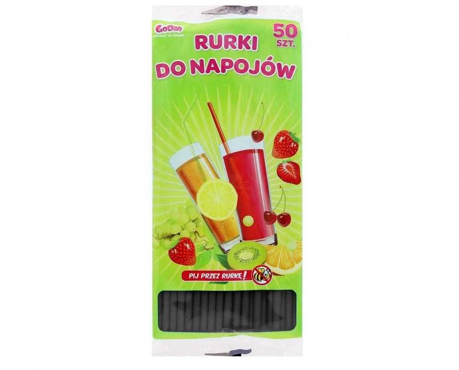 Spalva Juoda Juodas plastikinis šiaudelis 50 vnt.