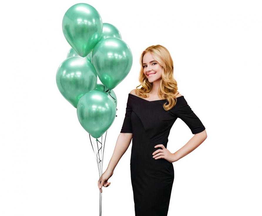 Spalva platininė žalia, žali balionai, 7 vnt. 12 colių (30 cm)