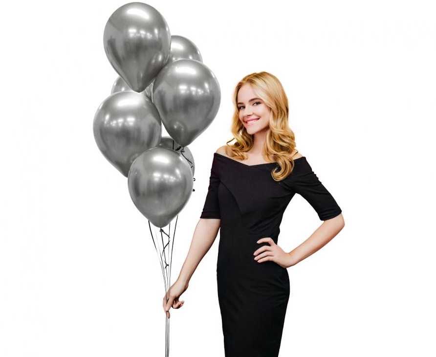 Spalva platinos pilka, pilki balionai, 7 vnt. 12 colių (30 cm)