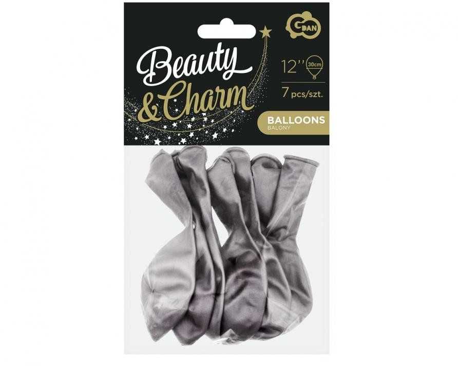 Spalva platinos pilka, pilki balionai, 7 vnt. 12 colių (30 cm)