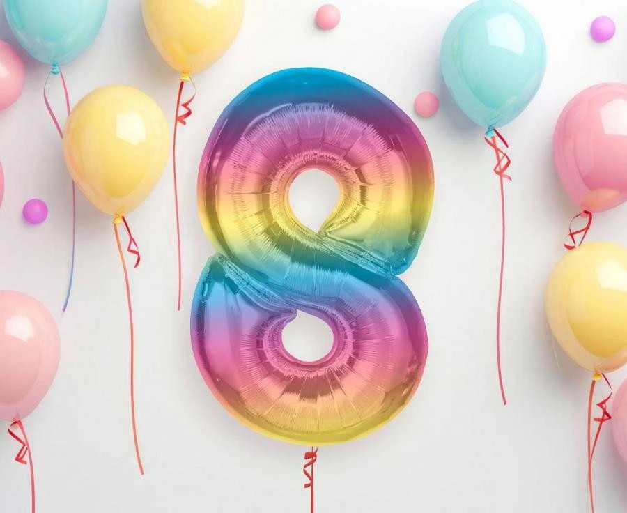 GoDan Foil balionas numeris 8, vaivorykštė Smart, 92 cm