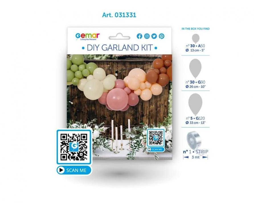 GoDan DIY Boho balionų girlianda 65 balionai + kaspinas