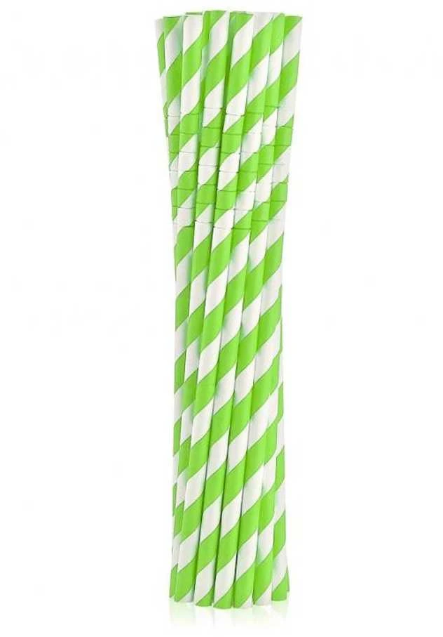 GoDan Rurki słomki pap. łamane žalia paski 20cm 12szt