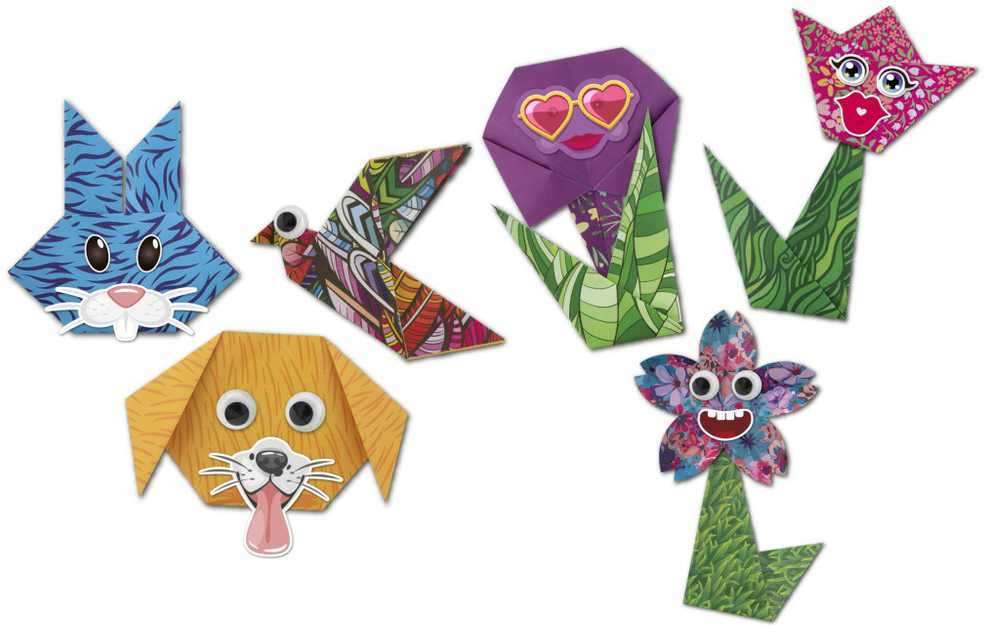 Grafix GYVŪNAI origami rinkinys, 18 raštų + lipdukai, origami popierius, konditerijos knygelė