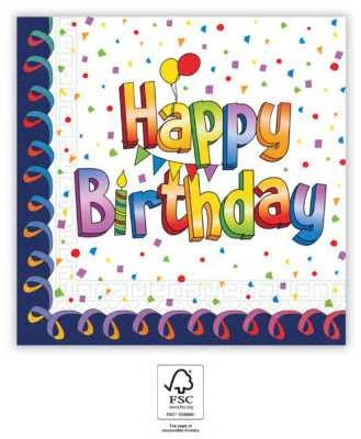 Nežinomas Popierinės servetėlės B-DAY, 330×330 mm, 20 vnt.