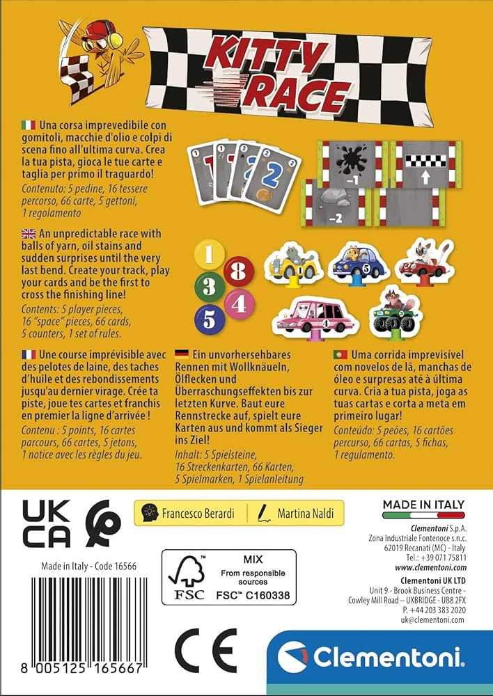 Clementoni kortų žaidimas „Kitty Race“ – kačių lenktynės