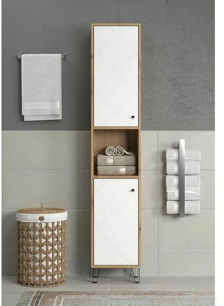 Trendteam Aukšta vonios spintelė Touch, 36 x 29 x 191 cm, ąžuolas / balta