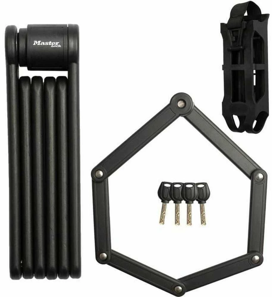 Masterlock MASTER LOCK sulankstomas dviračio užraktas su grūdinto plieno jungtimis su 4 raktais