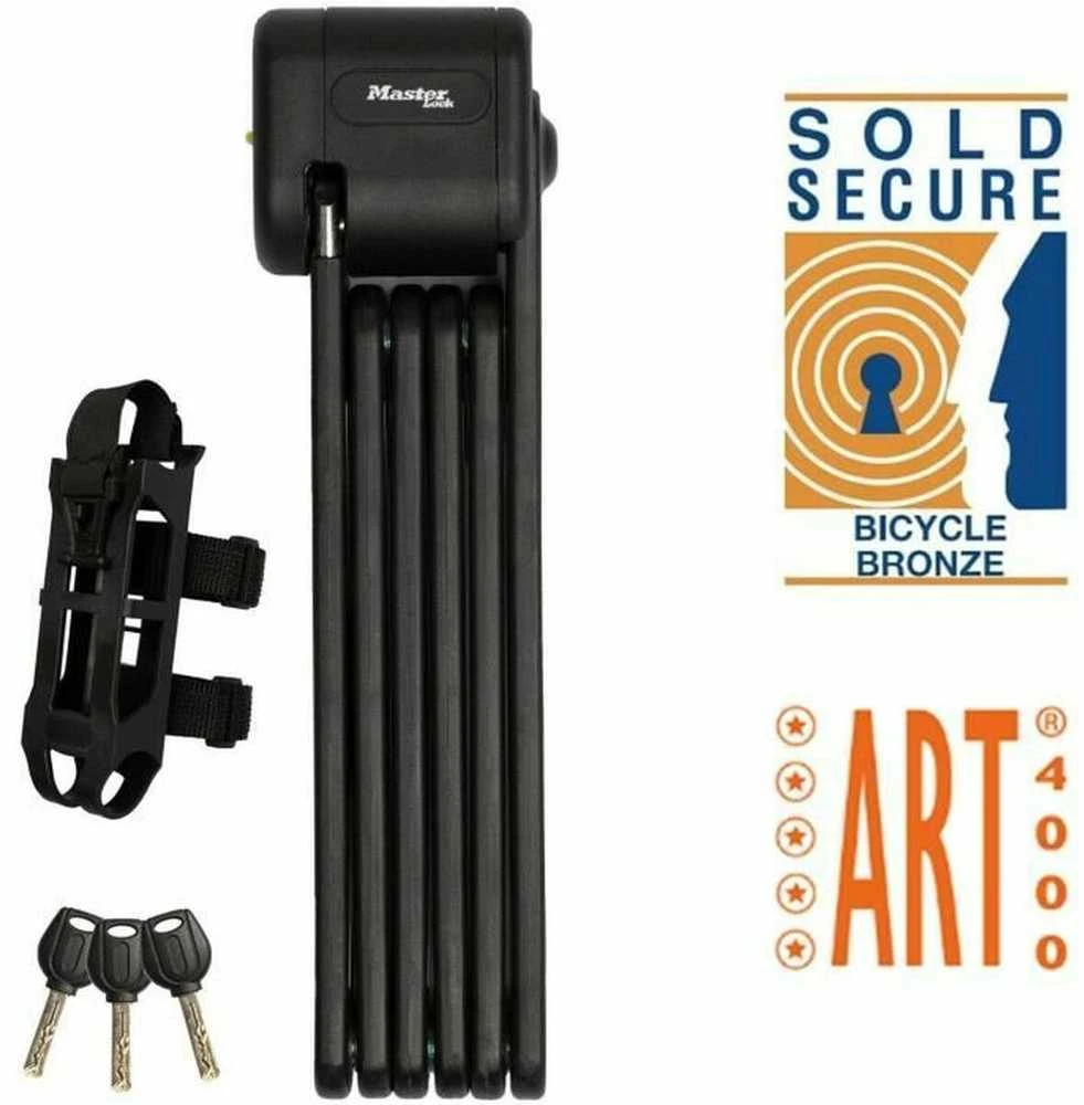 Masterlock MASTER LOCK sulankstoma dviračio spyna su grūdinto plieno jungtimis 3 raktai ir laikiklis