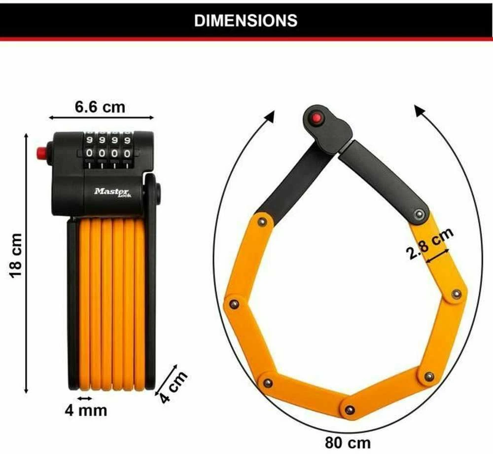 Masterlock MASTER LOCK sulankstoma dviračio spyna su grūdinto plieno jungtimis ir laikikliu