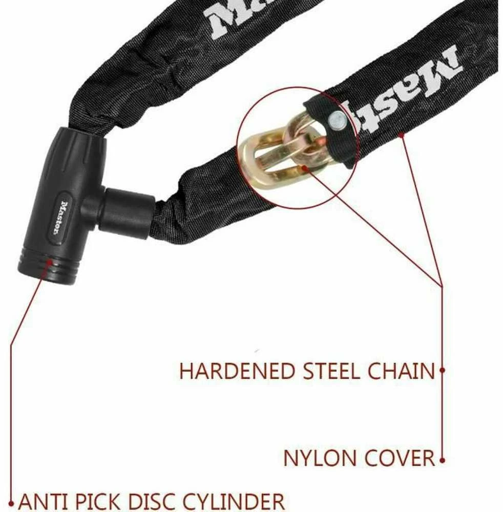Masterlock MASTER LOCK Grūdinto plieno dviračio spyna su nailoniniu apvalkalu ir 2 raktais