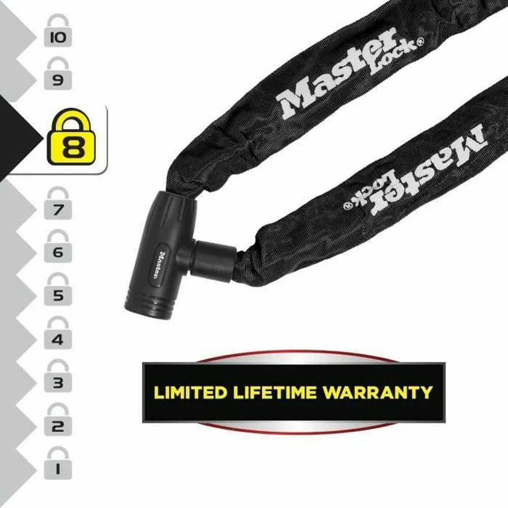 Masterlock MASTER LOCK Grūdinto plieno dviračio spyna su nailoniniu apvalkalu ir 2 raktais