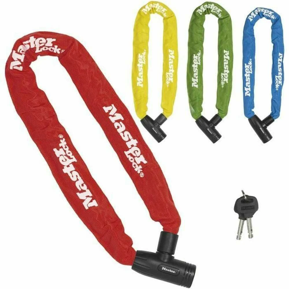 Masterlock MASTER LOCK Grūdinto plieno dviračio spyna su nailoniniu apvalkalu ir 2 raktais (Dydis: Raudona)