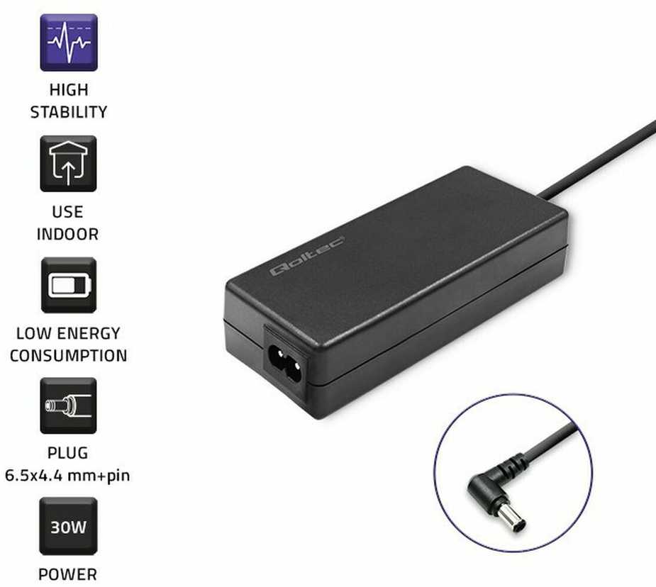 QOLTEC 52400 maitinimo adapteris Samsung monitorius 30W / 14V / 2.1A / 6.5x4.4 kontaktas / maitinimo kabelis