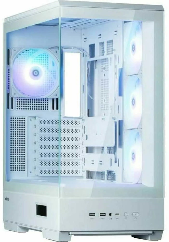 Zalman P50 DS kompiuterio korpusas, Midi-Tower, ATX, RGB, grūdintas stiklas - baltas