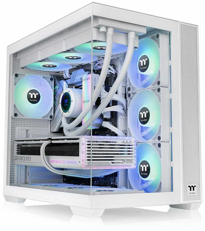 Thermaltake View 380 TG ARGB Snow, bokšto formos korpusas - baltas, grūdintas stiklas x 2