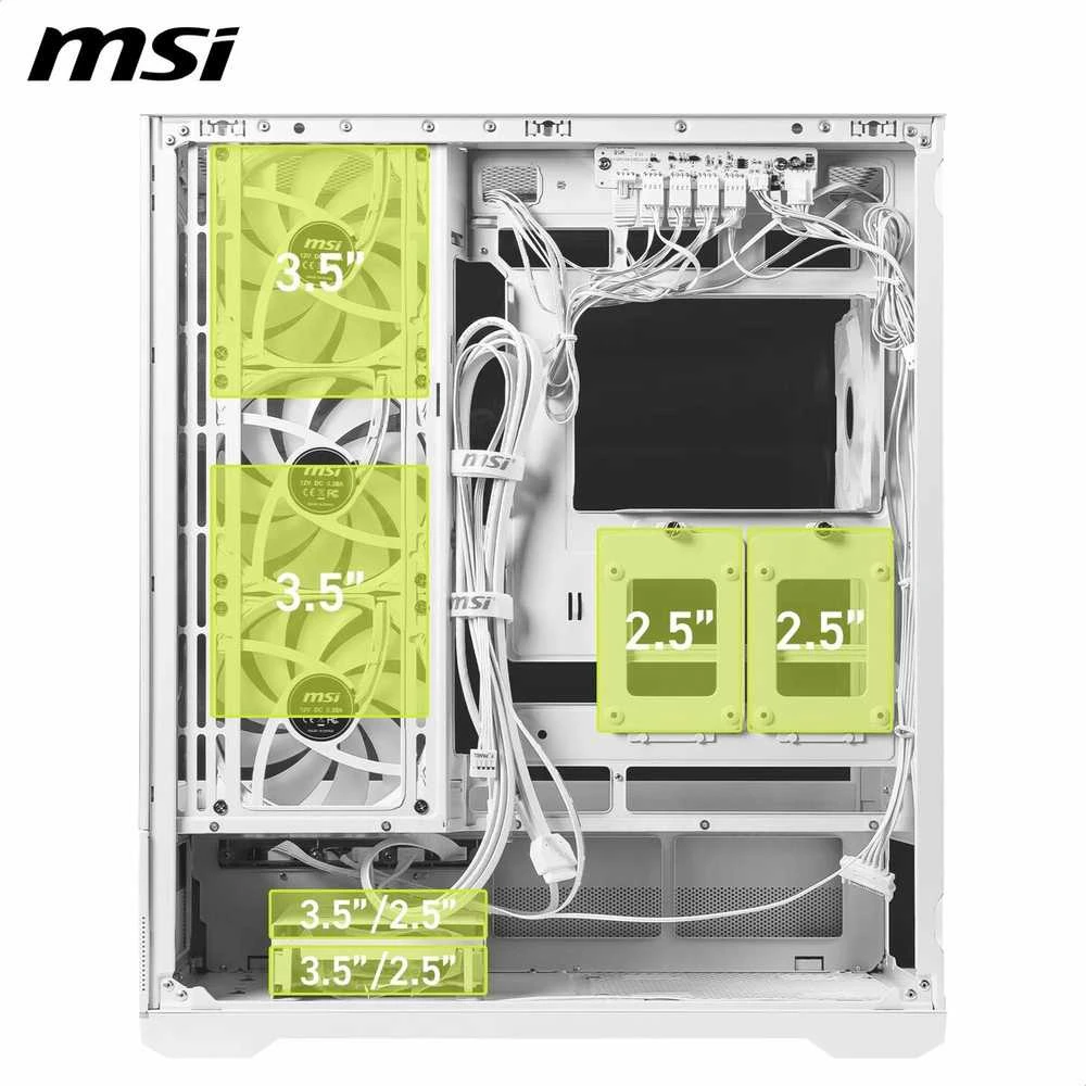 MSI MAG PANO 110R PZ Baltas kompiuterio korpusas Midi Tower