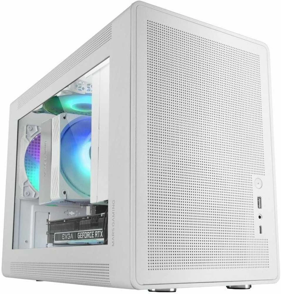 Mars Gaming MCXPSW mATX itin kompaktiškas žaidimų kompiuterio korpusas su tinklelio ir stiklo panele