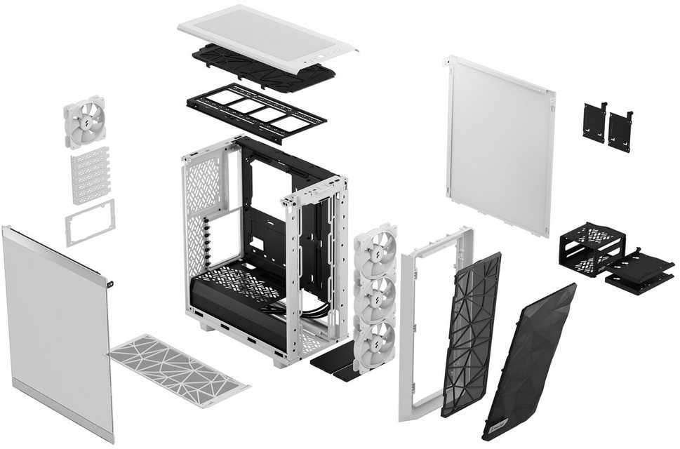 „Fractal Design“ | „Meshify 2 Compact RGB“ | Šoninis langas | „Baltas TG Clear“ | Vidutinio dydžio bokštas | ATX