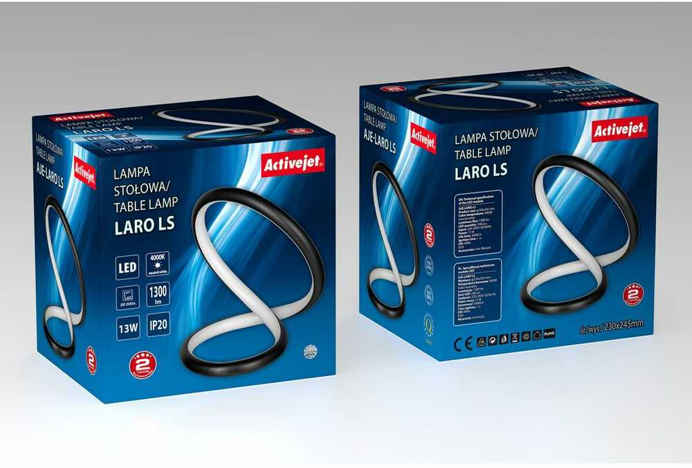 LED Stalo Lempa - Activejet AJE-LARO 13W Šiuolaikinė Juoda