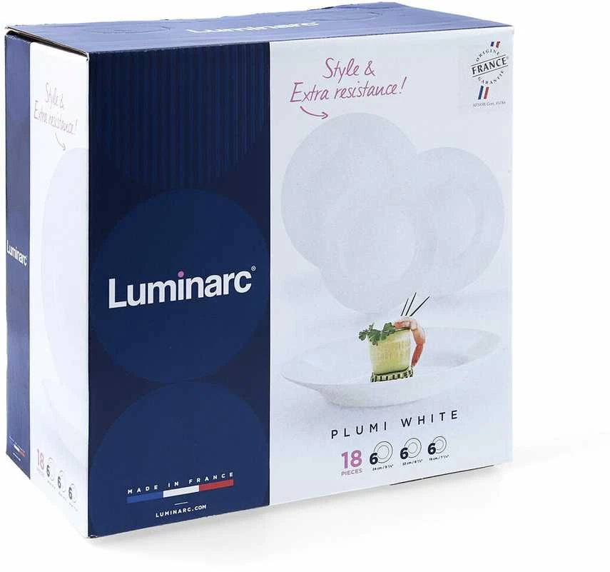 Pietų servizas 6 asmenims Plumi 18 dalių balta LUMINARC