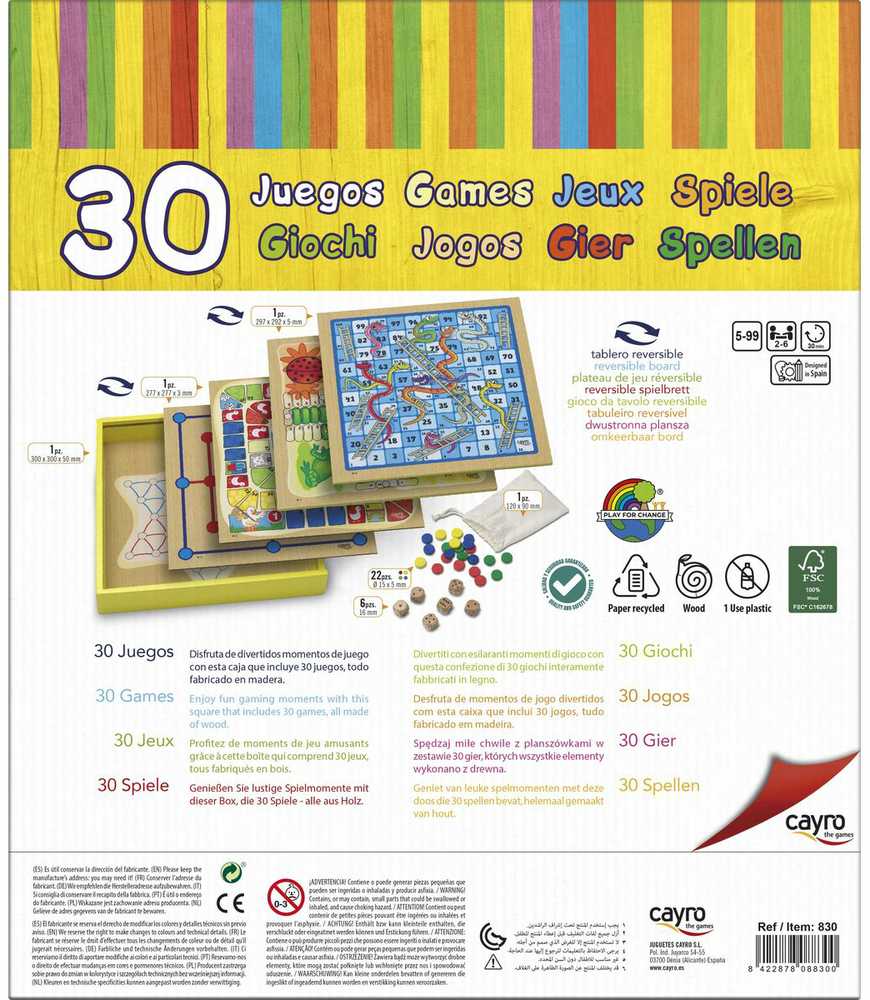 Stalo žaidimas Cayro 30 Games (31 x 31 x 5.5 cm) Medžio
