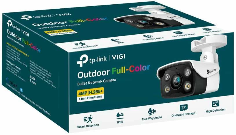 TP-LINK | VIGI 4MP lauko visų spalvų tinklo kamera | VIGI C340 | Kulka | 4 MP | 6 mm | IP66 | H.265+/H.265/H.264+/H.264 | MicroSD