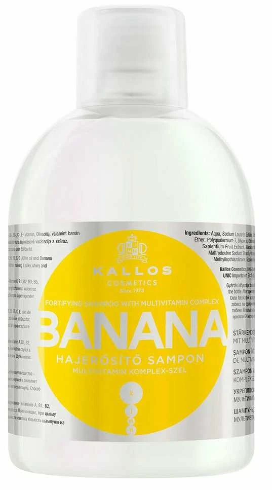 Stiprinamasis šampūnas gyvybę praradusiems plaukams Kallos Banana 1000ml
