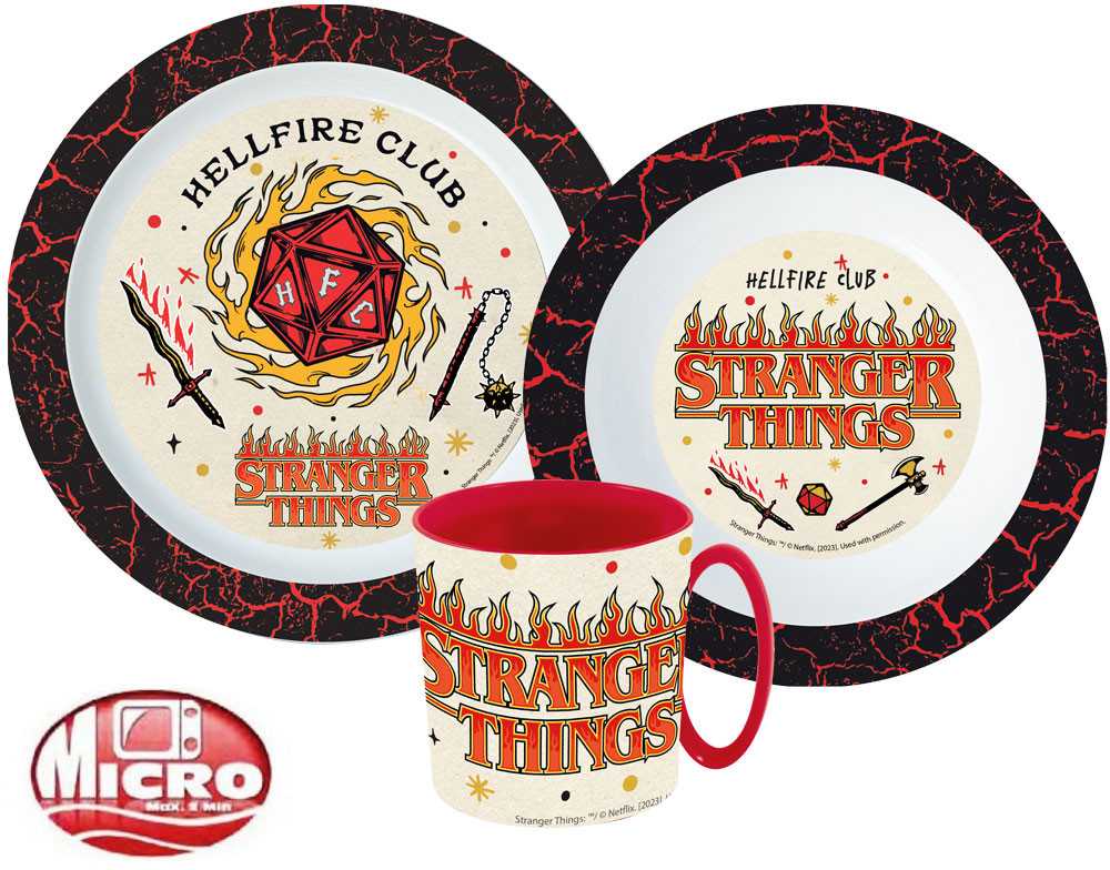 „Stranger Things“ pietų rinkinys, mikroplastiko rinkinys su puodeliu, 350 ml